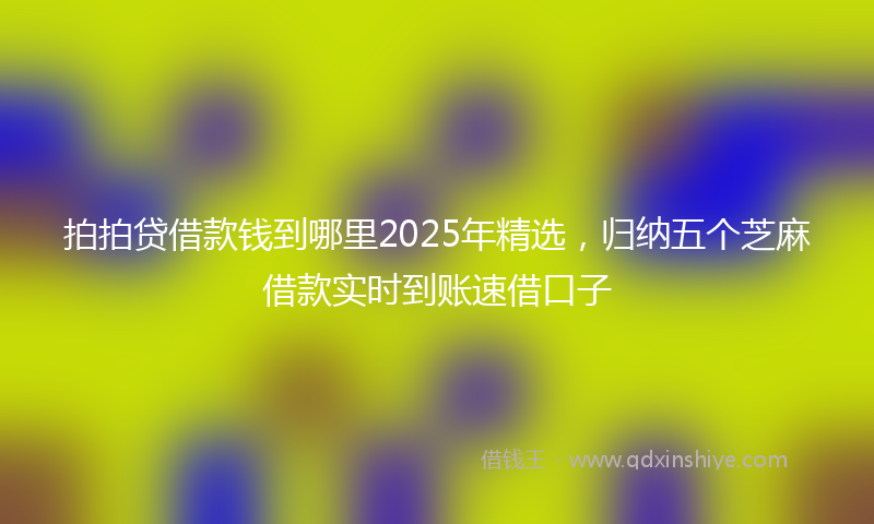 拍拍贷借款钱到哪里2025年精选，归纳五个芝麻借款实时到账速借口子