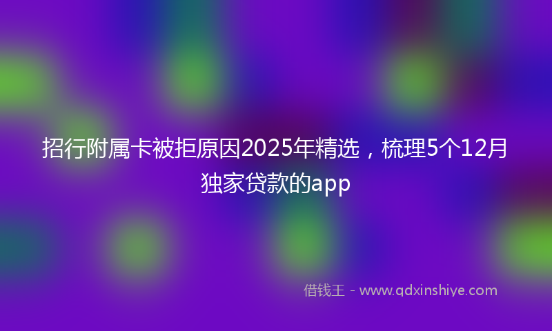 招行附属卡被拒原因2025年精选，梳理5个12月独家贷款的app