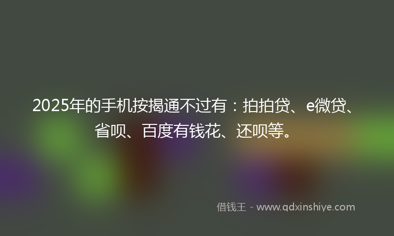 2025年的手机按揭通不过有：拍拍贷、e微贷、省呗、百度有钱花、还呗等。