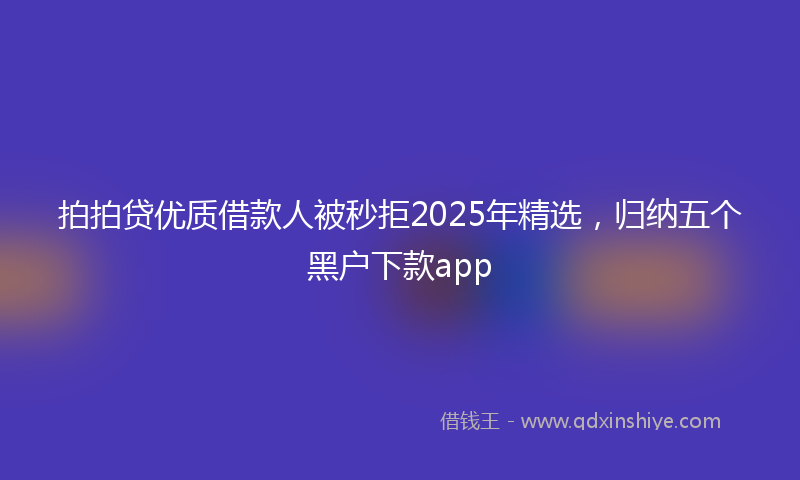 拍拍贷优质借款人被秒拒2025年精选，归纳五个黑户下款app