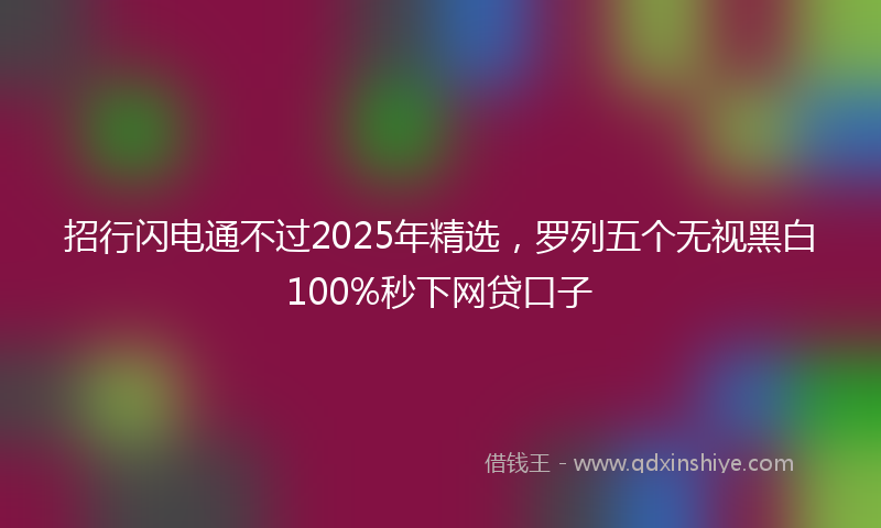 招行闪电通不过2025年精选，罗列五个无视黑白100%秒下网贷口子