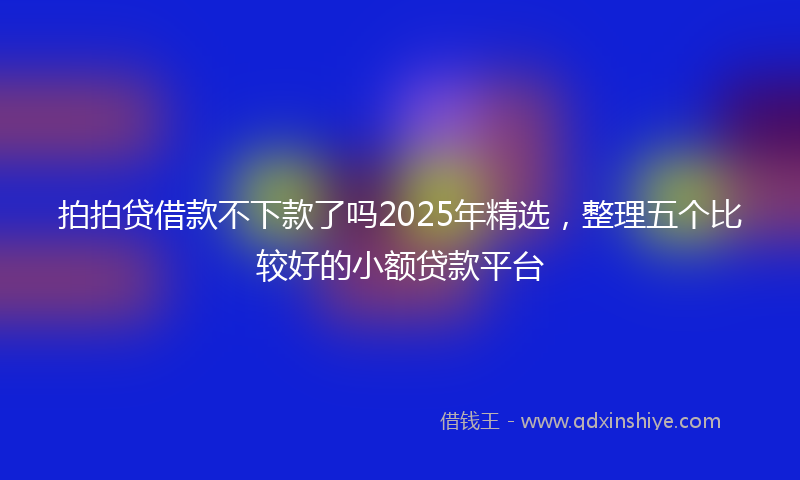 拍拍贷借款不下款了吗2025年精选，整理五个比较好的小额贷款平台
