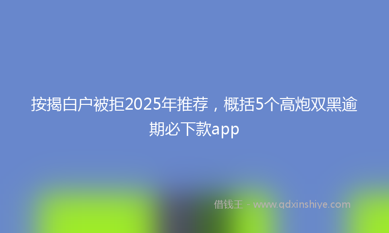按揭白户被拒2025年推荐，概括5个高炮双黑逾期必下款app