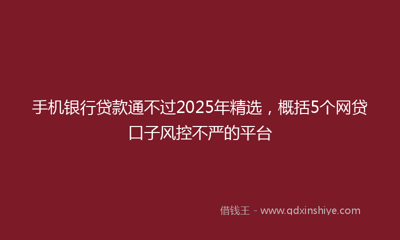 手机银行贷款通不过2025年精选，概括5个网贷口子风控不严的平台
