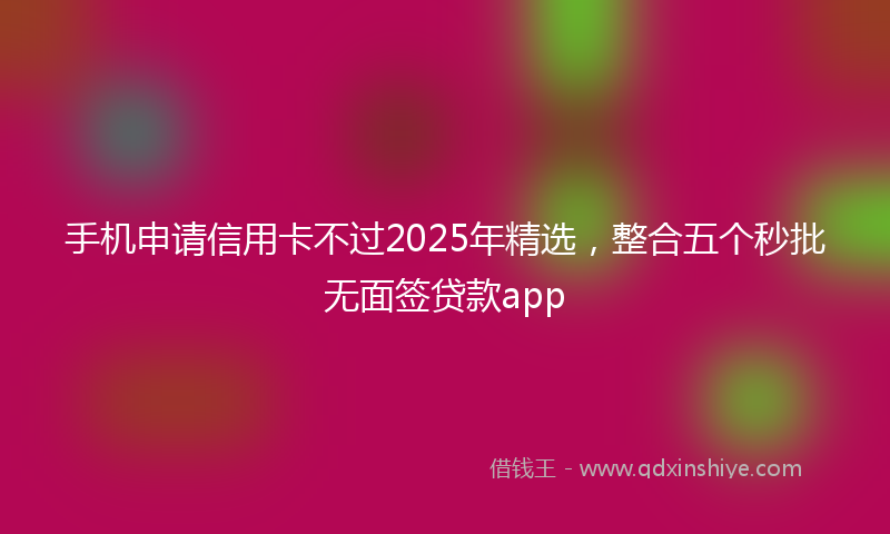 手机申请信用卡不过2025年精选，整合五个秒批无面签贷款app