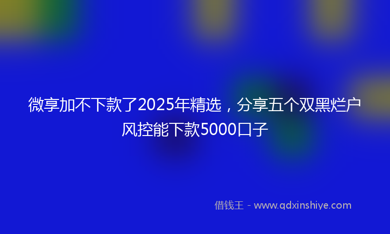 微享加不下款了2025年精选，分享五个双黑烂户风控能下款5000口子