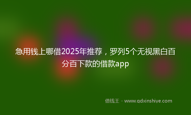 急用钱上哪借2025年推荐，罗列5个无视黑白百分百下款的借款app