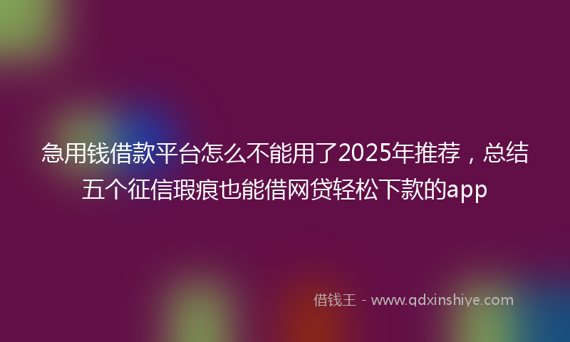 急用钱借款平台怎么不能用了2025年推荐，总结五个征信瑕疵也能借网贷轻松下款的app