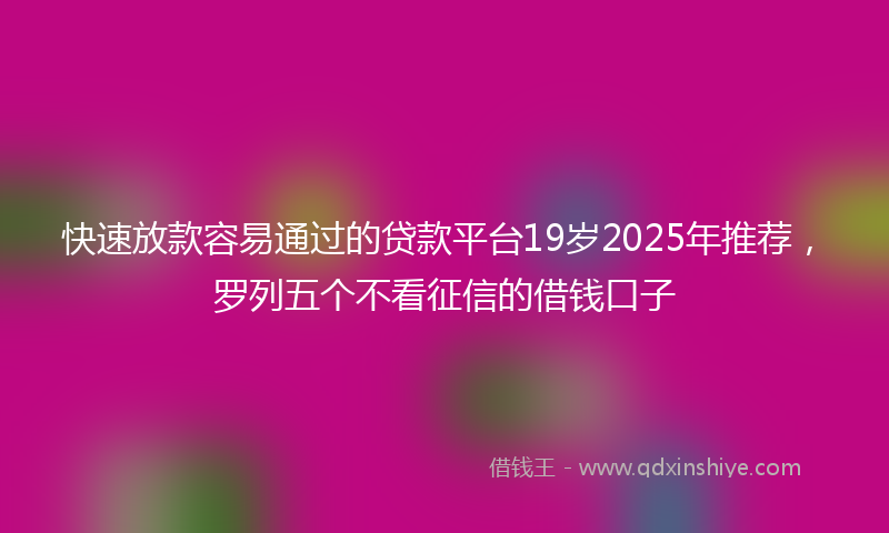 快速放款容易通过的贷款平台19岁2025年推荐，罗列五个不看征信的借钱口子