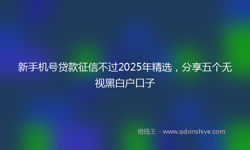 新手机号贷款征信不过2025年精选，分享五个无视黑白户口子