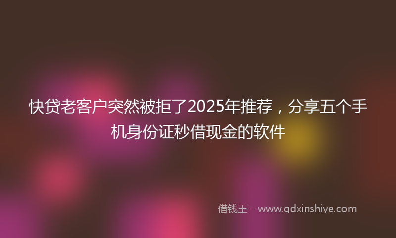 快贷老客户突然被拒了2025年推荐，分享五个手机身份证秒借现金的软件