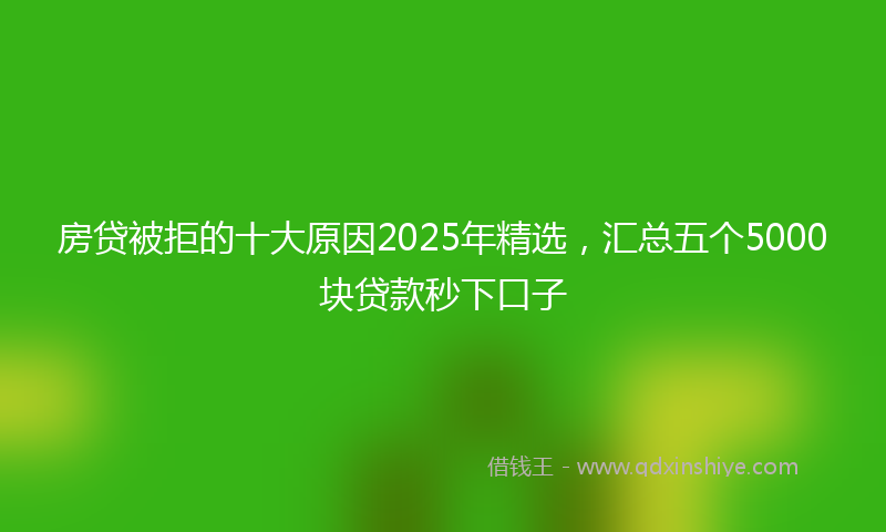 房贷被拒的十大原因2025年精选，汇总五个5000块贷款秒下口子