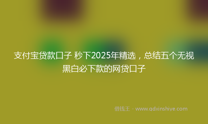 支付宝贷款口子 秒下2025年精选，总结五个无视黑白必下款的网贷口子