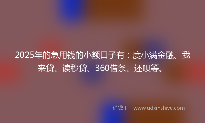 2025年的急用钱的小额口子有：度小满金融、我来贷、读秒贷、360借条、还呗等。