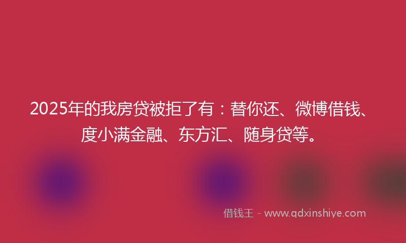 2025年的我房贷被拒了有：替你还、微博借钱、度小满金融、东方汇、随身贷等。
