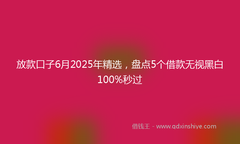 放款口子6月2025年精选，盘点5个借款无视黑白100%秒过