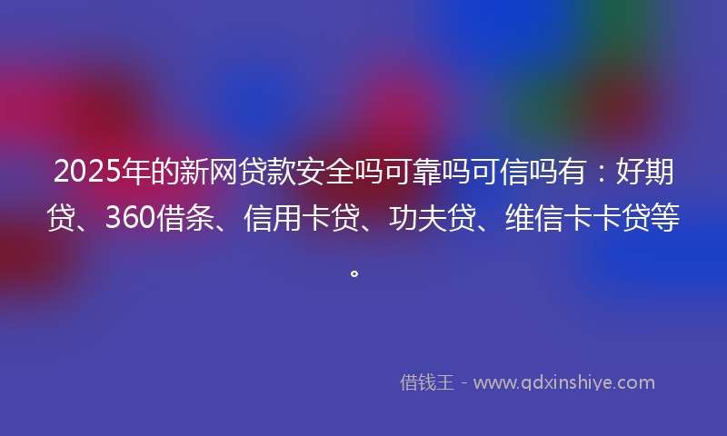 2025年的新网贷款安全吗可靠吗可信吗有：好期贷、360借条、信用卡贷、功夫贷、维信卡卡贷等。