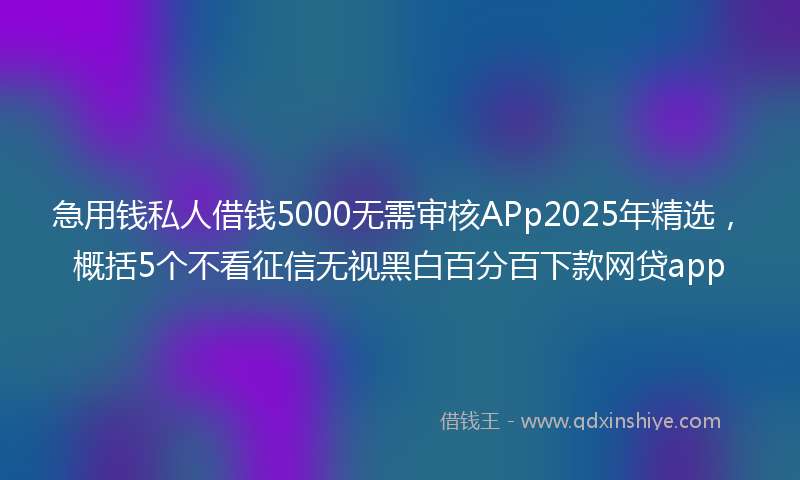 急用钱私人借钱5000无需审核APp2025年精选，概括5个不看征信无视黑白百分百下款网贷app