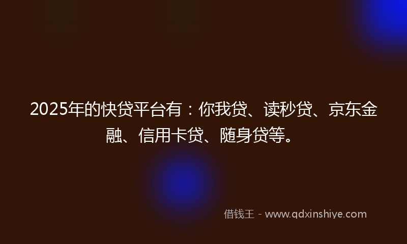 2025年的快贷平台有：你我贷、读秒贷、京东金融、信用卡贷、随身贷等。