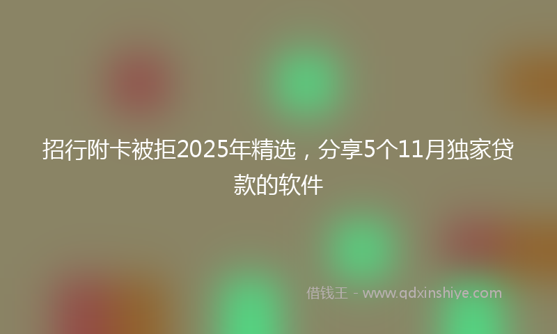 招行附卡被拒2025年精选，分享5个11月独家贷款的软件