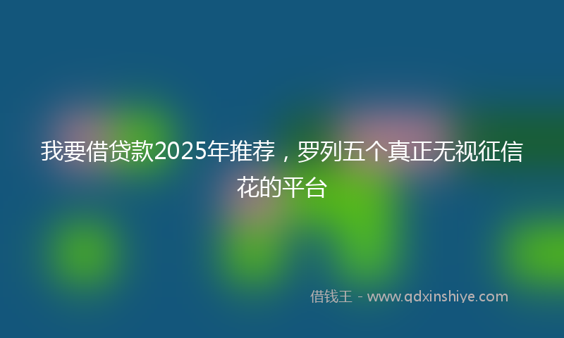 我要借贷款2025年推荐，罗列五个真正无视征信花的平台