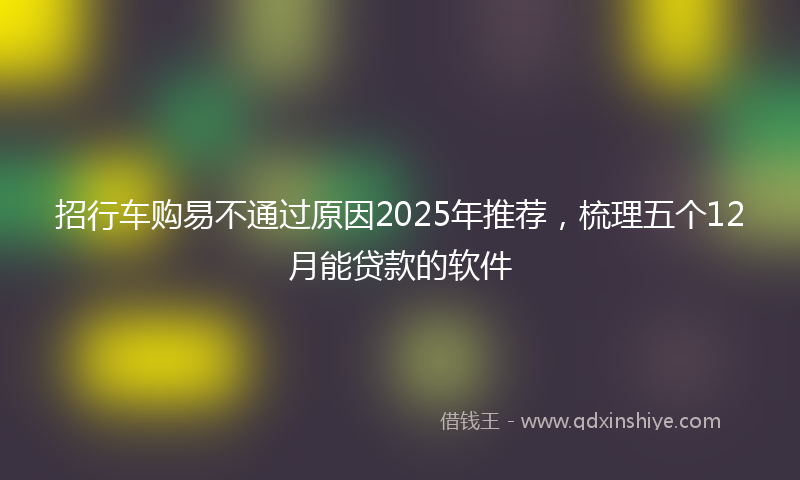 招行车购易不通过原因2025年推荐，梳理五个12月能贷款的软件