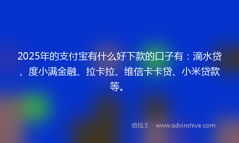 2025年的支付宝有什么好下款的口子有：滴水贷、度小满金融、拉卡拉、维信卡卡贷、小米贷款等。