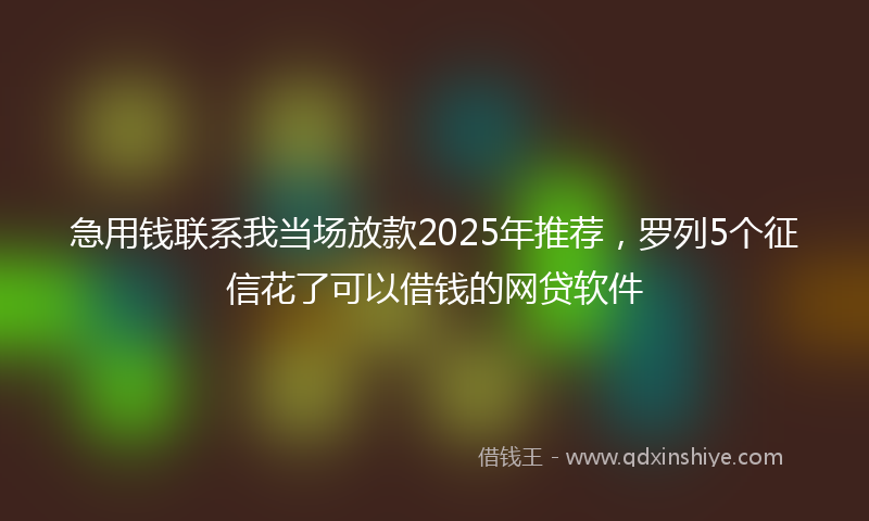急用钱联系我当场放款2025年推荐，罗列5个征信花了可以借钱的网贷软件