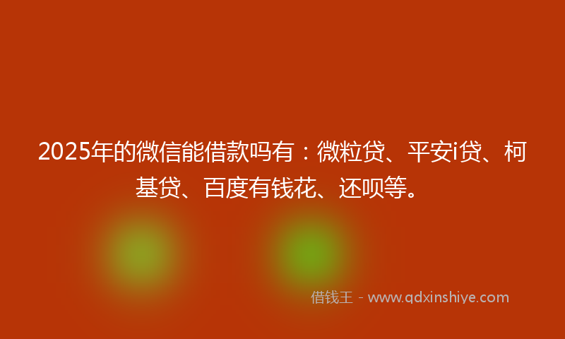 2025年的微信能借款吗有：微粒贷、平安i贷、柯基贷、百度有钱花、还呗等。