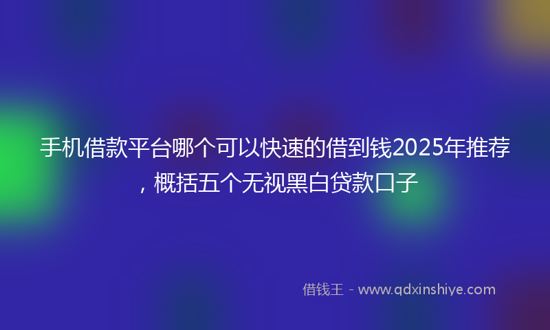 手机借款平台哪个可以快速的借到钱2025年推荐，概括五个无视黑白贷款口子