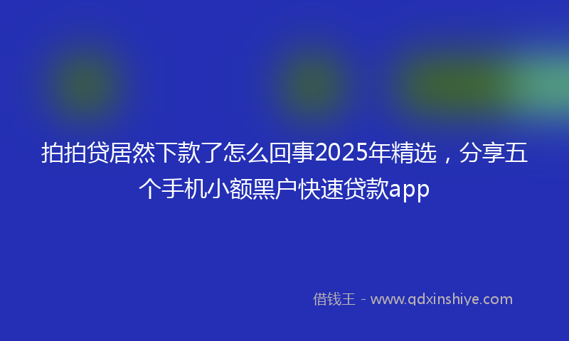 拍拍贷居然下款了怎么回事2025年精选，分享五个手机小额黑户快速贷款app