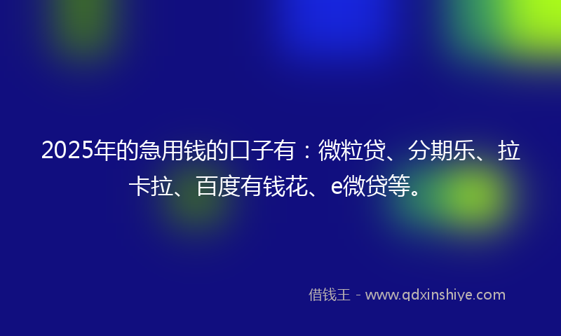 2025年的急用钱的口子有：微粒贷、分期乐、拉卡拉、百度有钱花、e微贷等。