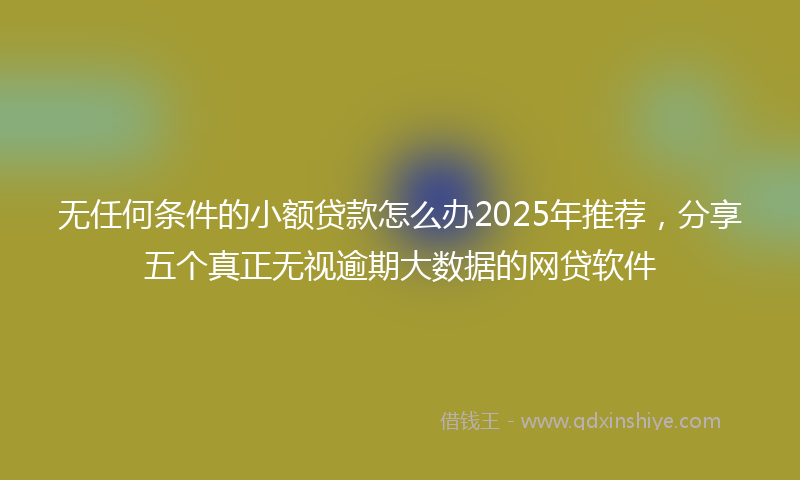 无任何条件的小额贷款怎么办2025年推荐，分享五个真正无视逾期大数据的网贷软件