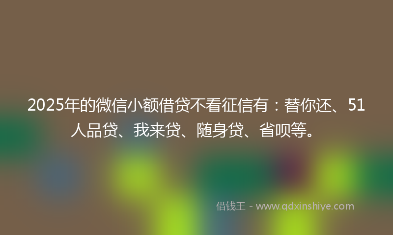 2025年的微信小额借贷不看征信有：替你还、51人品贷、我来贷、随身贷、省呗等。