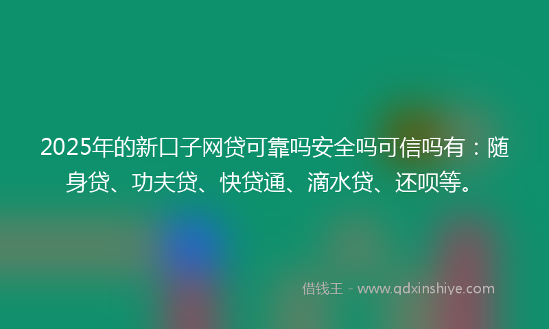 2025年的新口子网贷可靠吗安全吗可信吗有：随身贷、功夫贷、快贷通、滴水贷、还呗等。