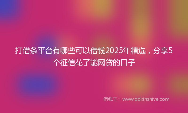 打借条平台有哪些可以借钱2025年精选，分享5个征信花了能网贷的口子