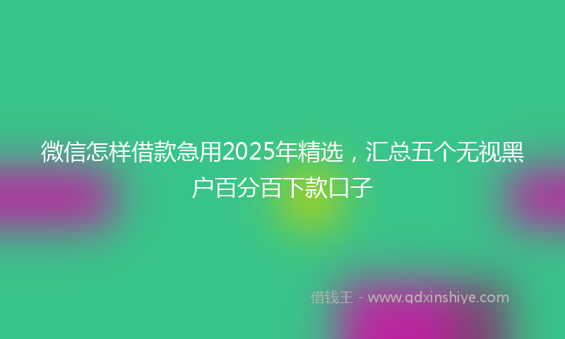 微信怎样借款急用2025年精选，汇总五个无视黑户百分百下款口子