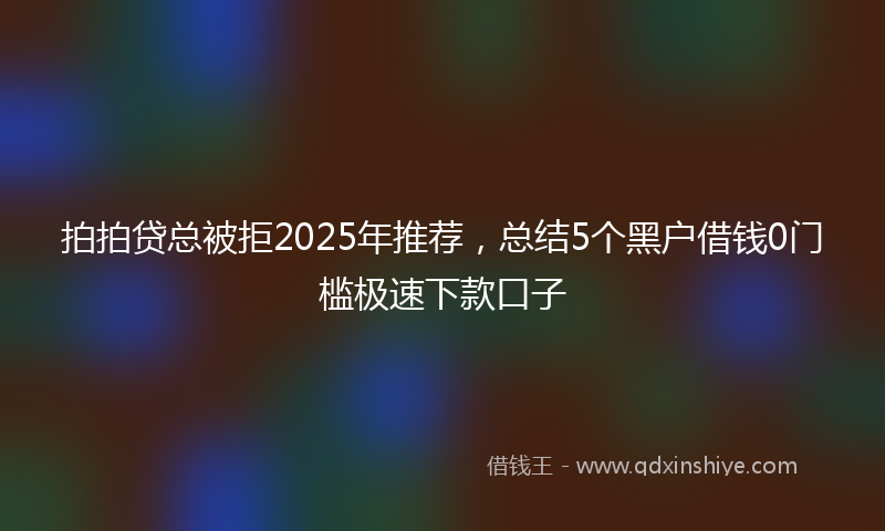 拍拍贷总被拒2025年推荐，总结5个黑户借钱0门槛极速下款口子