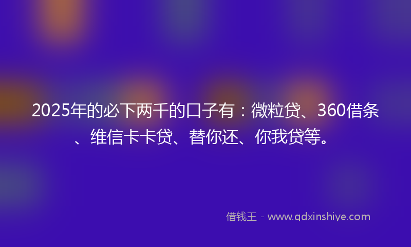2025年的必下两千的口子有：微粒贷、360借条、维信卡卡贷、替你还、你我贷等。