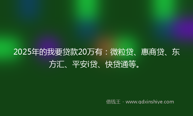 2025年的我要贷款20万有：微粒贷、惠商贷、东方汇、平安i贷、快贷通等。