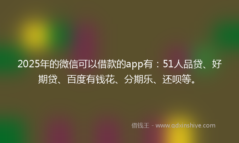 2025年的微信可以借款的app有：51人品贷、好期贷、百度有钱花、分期乐、还呗等。