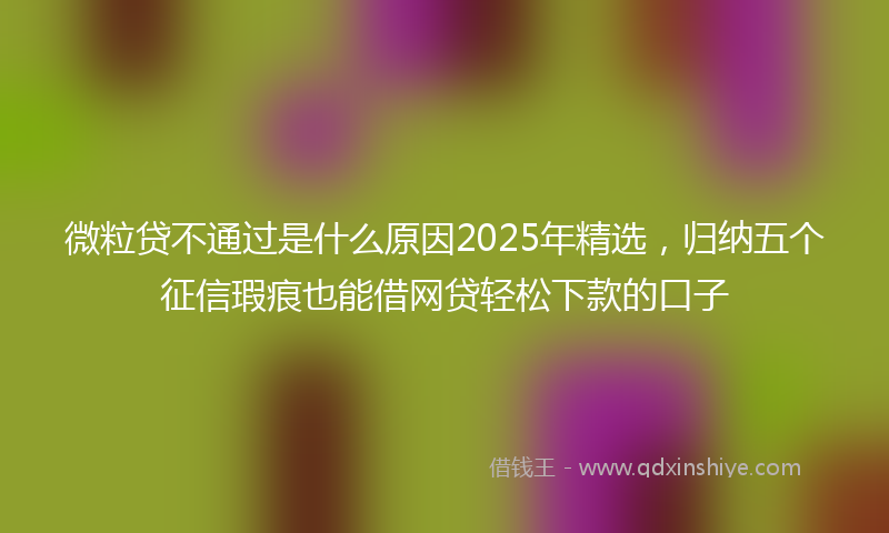 微粒贷不通过是什么原因2025年精选，归纳五个征信瑕疵也能借网贷轻松下款的口子