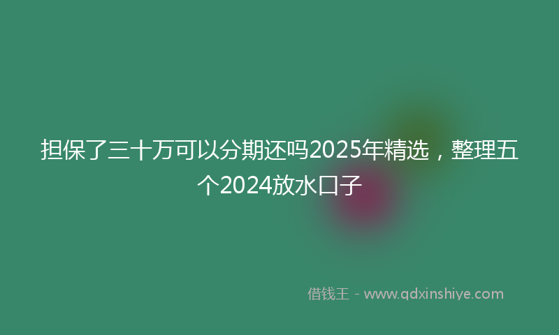 担保了三十万可以分期还吗2025年精选，整理五个2024放水口子