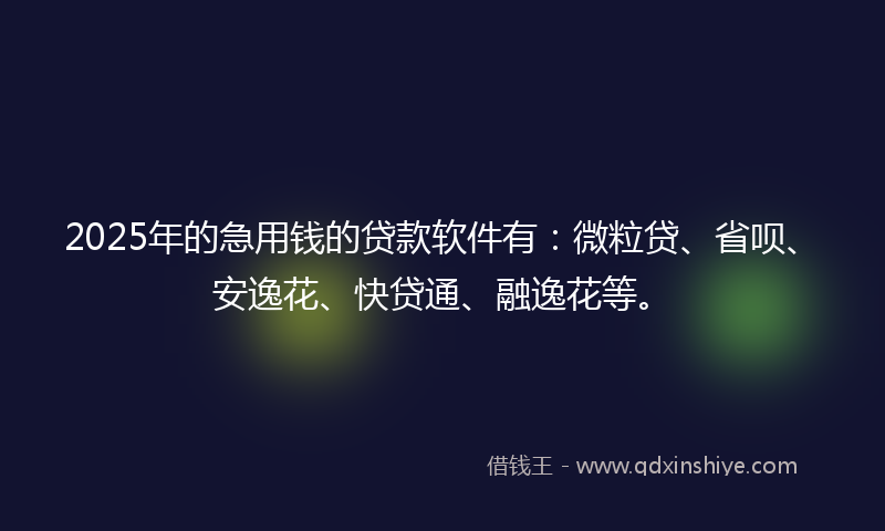 2025年的急用钱的贷款软件有：微粒贷、省呗、安逸花、快贷通、融逸花等。
