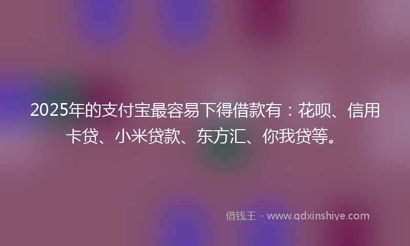 2025年的支付宝最容易下得借款有：花呗、信用卡贷、小米贷款、东方汇、你我贷等。