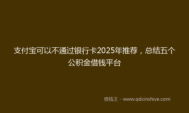 支付宝可以不通过银行卡2025年推荐，总结五个公积金借钱平台
