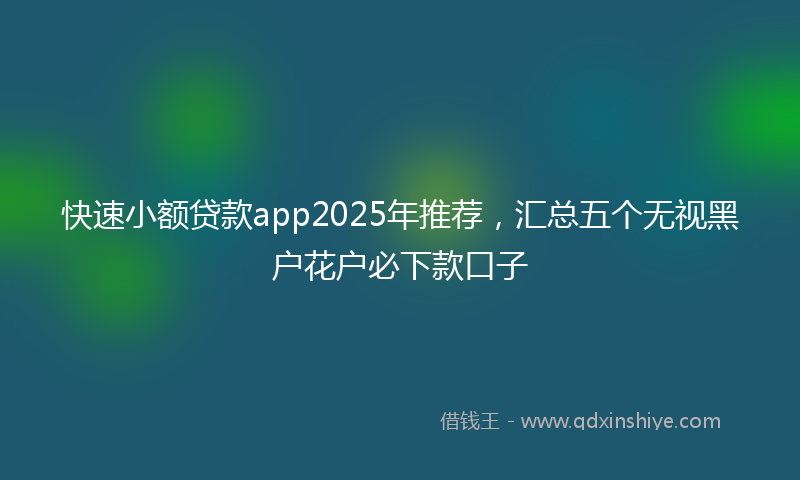 快速小额贷款app2025年推荐，汇总五个无视黑户花户必下款口子