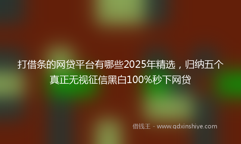 打借条的网贷平台有哪些2025年精选，归纳五个真正无视征信黑白100%秒下网贷