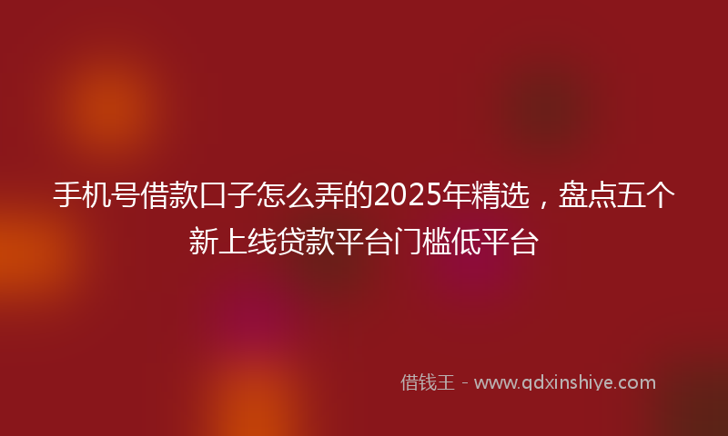 手机号借款口子怎么弄的2025年精选，盘点五个新上线贷款平台门槛低平台