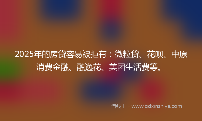 2025年的房贷容易被拒有：微粒贷、花呗、中原消费金融、融逸花、美团生活费等。